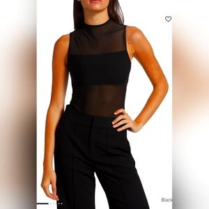 Alicia+ Olivia Nichol Black Sheer Sleeveless Bodysuit Size Medium NEW